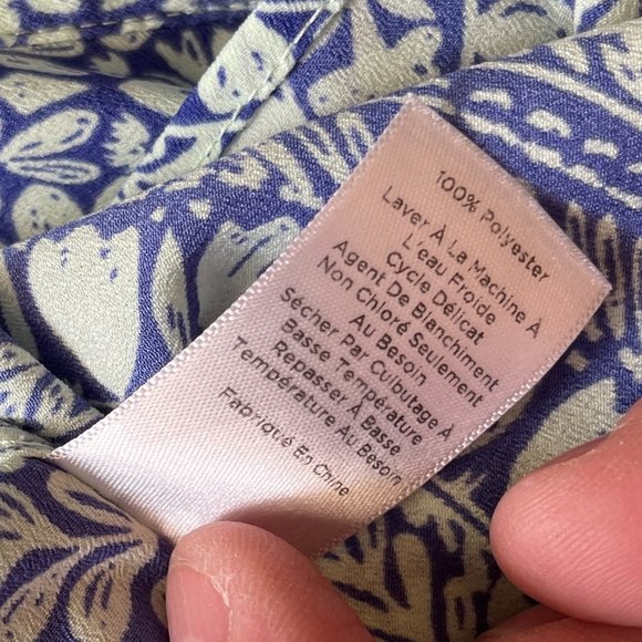 Talbots Blue Paisley Crepe Button Front Shirt Plus 2X Elegant & Lightweight - Picture 4 of 5